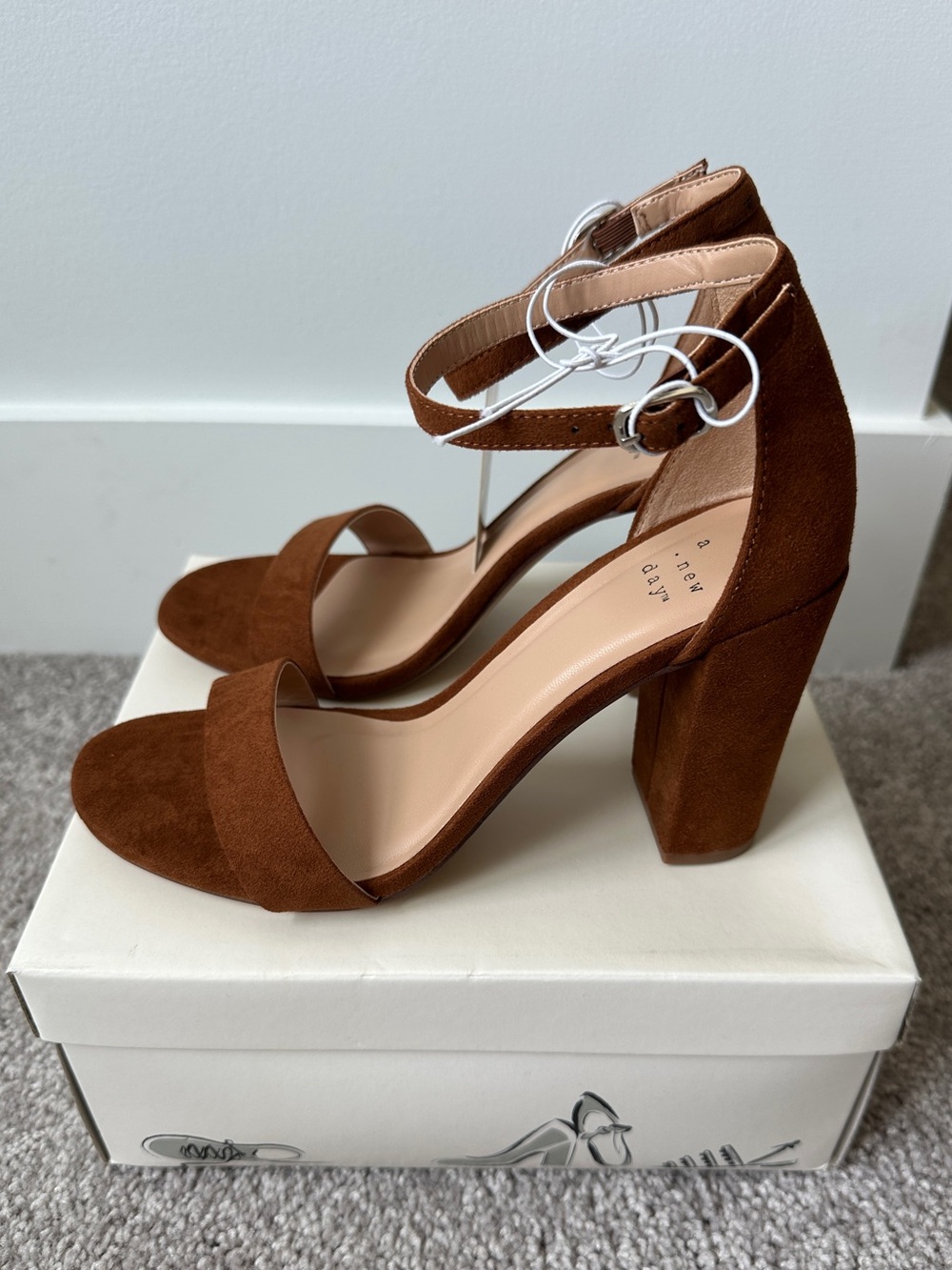 A New Day Women's Ankle Strap Block Heel Sandal - Cognac - Picture 12 of 13